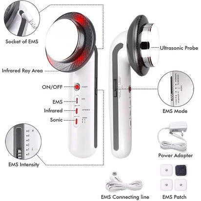 Ultrasonic Three in One Cavitation EMS Slimming Massager Fat Burner Skincare Infrared Removal Fat Treatment Beauty Device