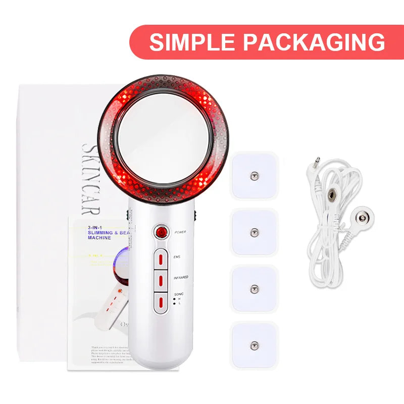 Ultrasonic Three in One Cavitation EMS Slimming Massager Fat Burner Skincare Infrared Removal Fat Treatment Beauty Device